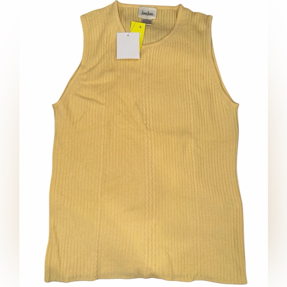 Neiman Marcus 100% Cashmere Sleeveless Sweater Tank - Yellow Medium NWT
